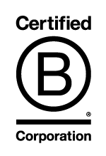 Certified BCorporation logo. A captial B sits inside a black hollow circle. A solid black line sites underneath. The word 'ceritifed' sits on top of the circle and 'corporation' sits at the bottom